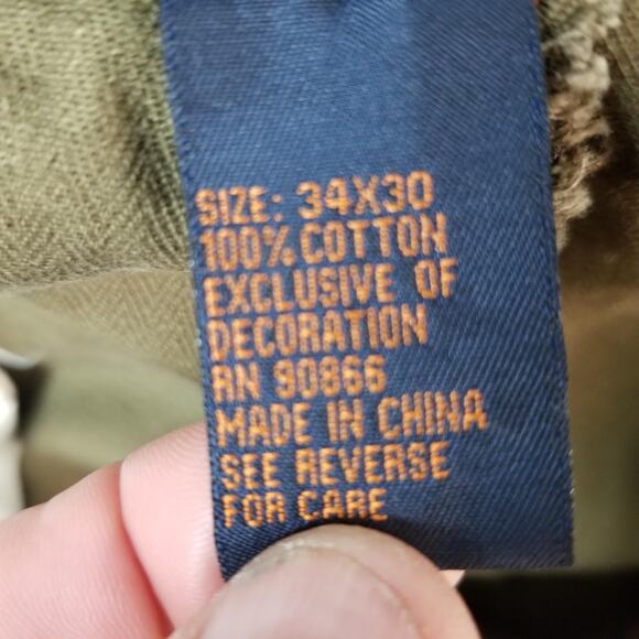 Wear First Cargo Pants Mens 34x30 Khaki Casual Cotton Utility Pockets Belted - Picture 13 of 13